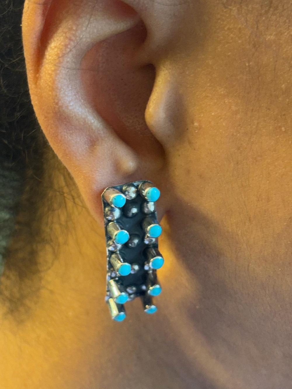 Sterling Silver 10 Round Turquoise Drop/Dangle Earrings
